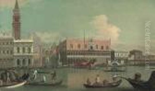 The Molo, The Doge's Palace, And The Piazzetta From The Bacino Disan Marco, Venice Oil Painting by (Giovanni Antonio Canal) Canaletto