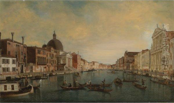 A View Of The Grand Canal, Venice Oil Painting by (Giovanni Antonio Canal) Canaletto