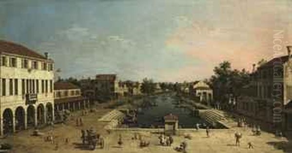 View Of Mestre Oil Painting by (Giovanni Antonio Canal) Canaletto