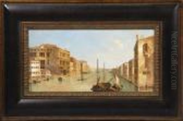 Grand Canal, 
Venice, 
Looking East Oil Painting by (Giovanni Antonio Canal) Canaletto