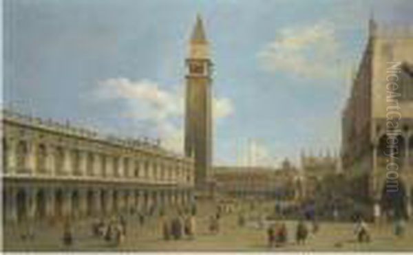 Venice, A View Of The Piazzetta Looking North Oil Painting by (Giovanni Antonio Canal) Canaletto