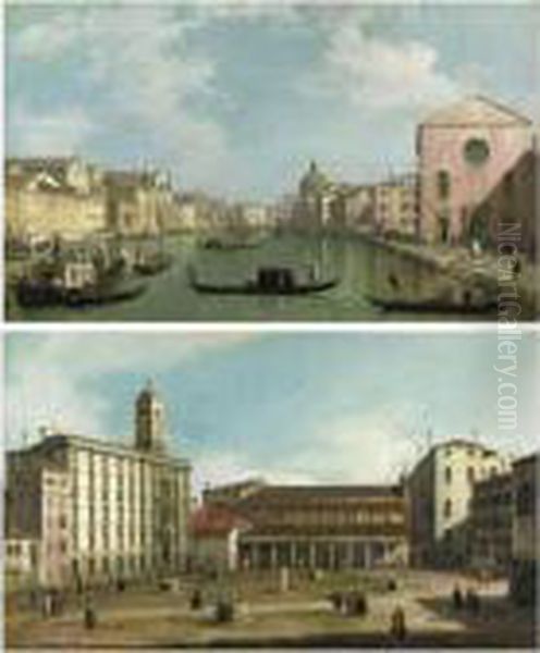 Venezia, Veduta Del Canal Grande Da Santa Croce Verso Gli Scalzi Oil Painting by (Giovanni Antonio Canal) Canaletto