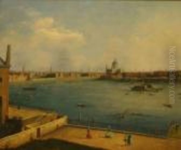 Venetian View Oil Painting by (Giovanni Antonio Canal) Canaletto