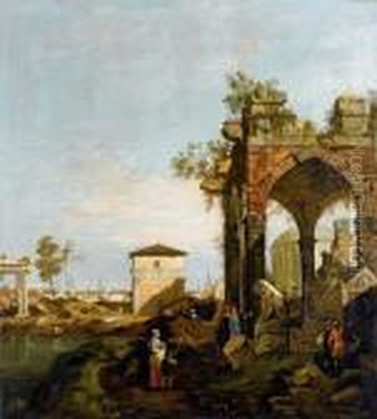 Capriccio Con Motivi Di Padova Oil Painting by (Giovanni Antonio Canal) Canaletto