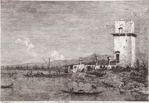 La Torre Di Malghera Oil Painting by (Giovanni Antonio Canal) Canaletto