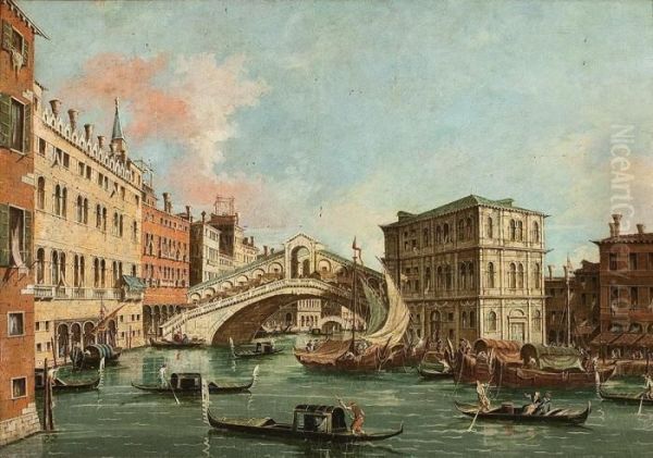 Venedig Mit Blick Aufdie Rialto Brucke Von Norden Oil Painting by (Giovanni Antonio Canal) Canaletto