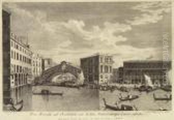 Pons Rivoalti Ad Occidentem, Cum Aedibus Publicis Utrique Lateri Adjectis Oil Painting by (Giovanni Antonio Canal) Canaletto