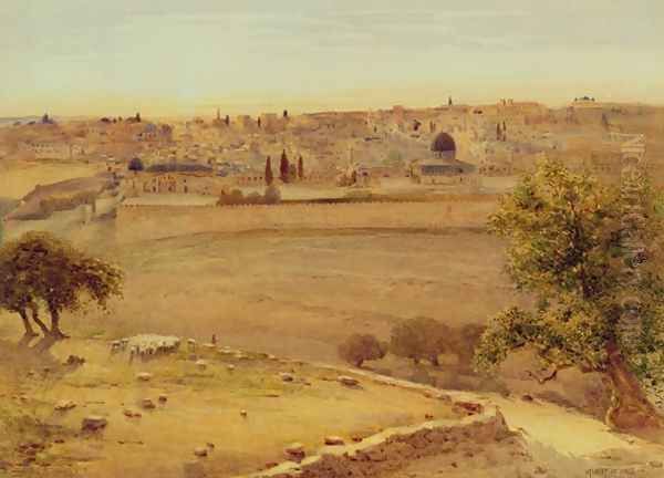 Jerusalem from the Mount of Olives Oil Painting by Stanley Inchbold