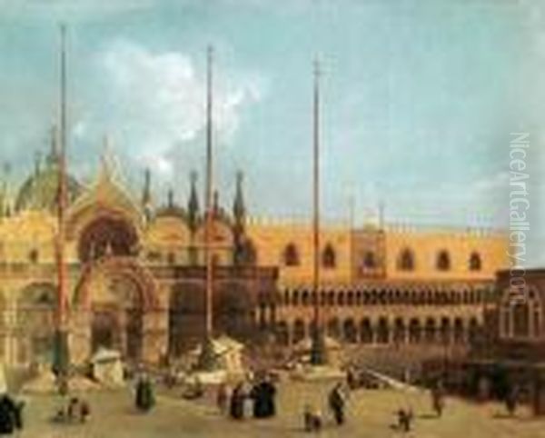 Piazza S. Marco Mit Basilika Und Dogenpalast Oil Painting by (Giovanni Antonio Canal) Canaletto