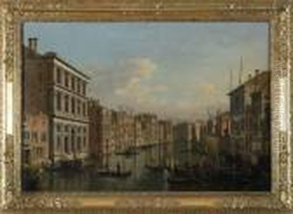 Le Grand Canal, A La Hauteur Des Palais Grimari Et Foscari Oil Painting by (Giovanni Antonio Canal) Canaletto