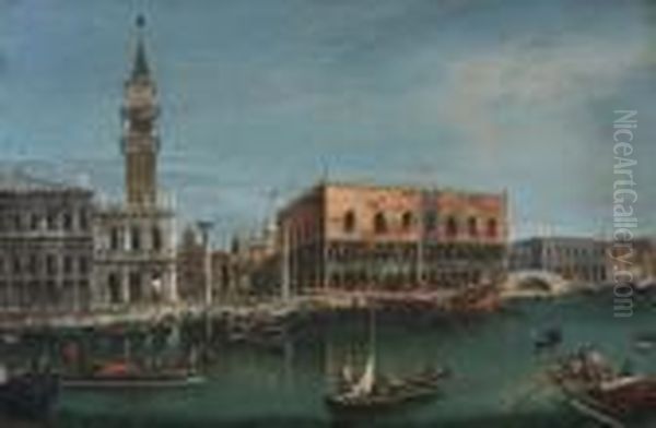 Grand Canal, Venice, With A View Of The Doge's Palace Oil Painting by (Giovanni Antonio Canal) Canaletto