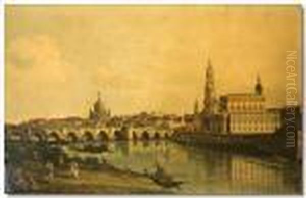 Italian Landscape Scene Oil Painting by (Giovanni Antonio Canal) Canaletto