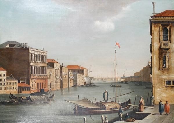 The Canal Grande Looking East, From The Campo San Vio Oil Painting by (Giovanni Antonio Canal) Canaletto