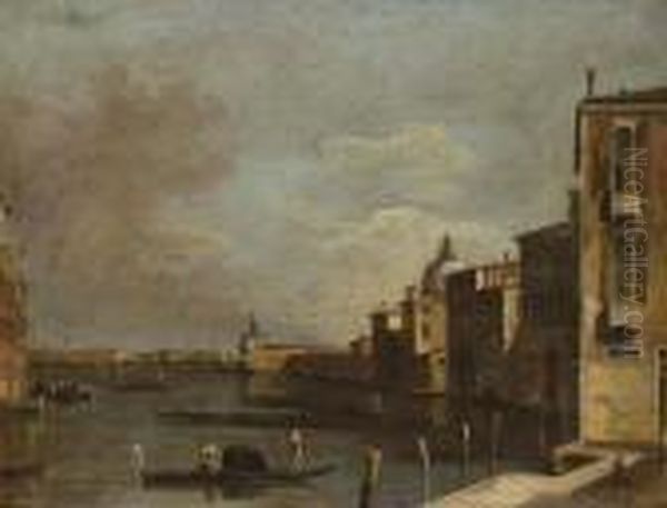 Le Grand Canal Vu Du Campo San Vio, Vers L'eglise De Lasalute Oil Painting by (Giovanni Antonio Canal) Canaletto