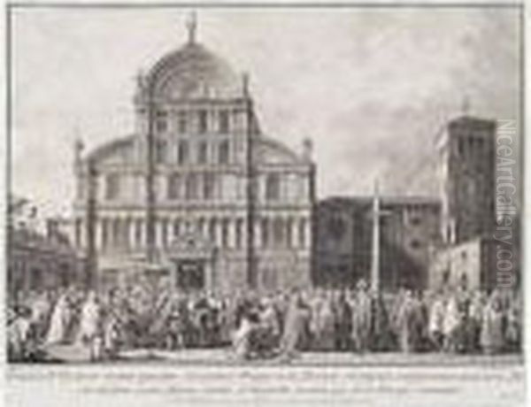 Easter Procession Before The Chiesa Di San Zaccaria Oil Painting by (Giovanni Antonio Canal) Canaletto