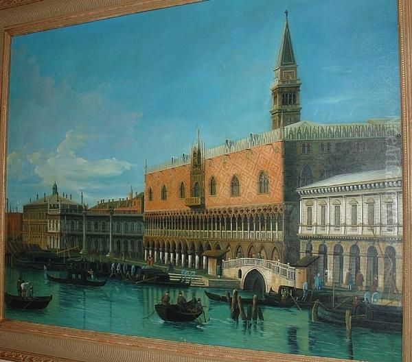 A View Of The Doge's Palace, Venice And Theriva Degli Schiavoni Oil Painting by (Giovanni Antonio Canal) Canaletto