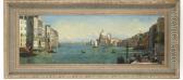 A View Across The Grand Canal Towards Santa Maria Dellasalute Oil Painting by (Giovanni Antonio Canal) Canaletto