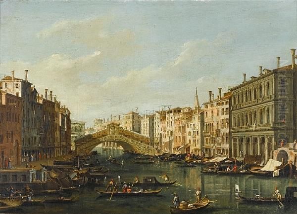 The Grand Canal, Venice, With 
The Rialtobridge Seen From The South And The Palazzo Dolfin Manin And 
Thefondamenta Del Vin Oil Painting by (Giovanni Antonio Canal) Canaletto