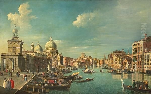 A View Of The Grand Canal, Venice With Santa Maria Della Salute Beyond Oil Painting by (Giovanni Antonio Canal) Canaletto