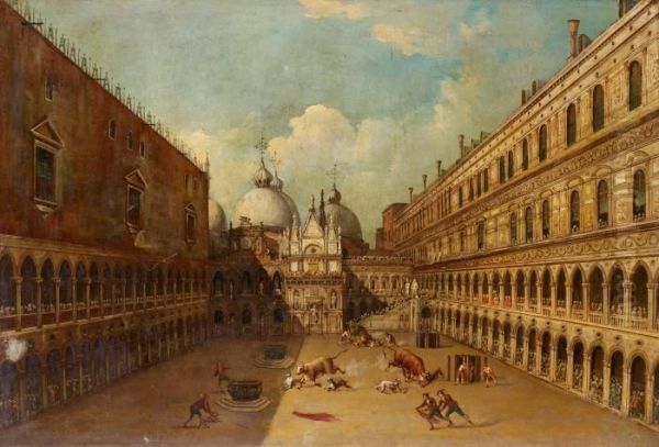 Il Corte Di Palazzo Ducali, Venezia Oil Painting by (Giovanni Antonio Canal) Canaletto