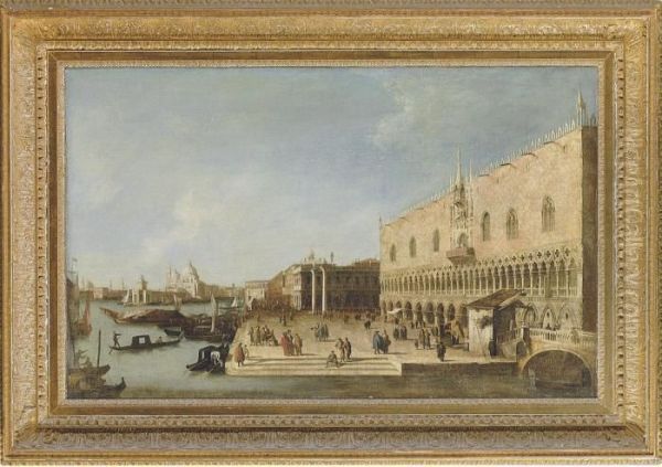 The Riva Degli Schiavoni, 
Venice, With The Doge's Palace And Santamaria Della Salute Beyond Oil Painting by (Giovanni Antonio Canal) Canaletto