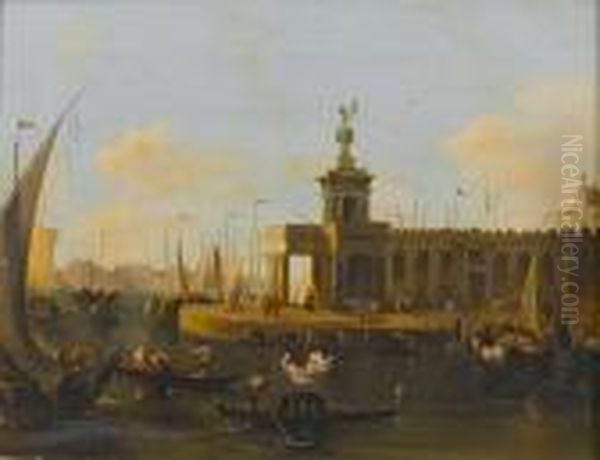 The Punta Della Dogana, Venice Oil Painting by (Giovanni Antonio Canal) Canaletto