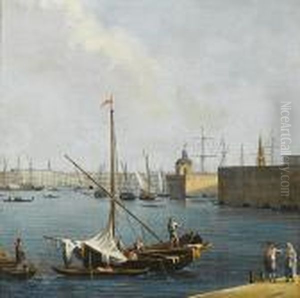 The Punta Della Dogana With The Giudecca Beyond Oil Painting by (Giovanni Antonio Canal) Canaletto