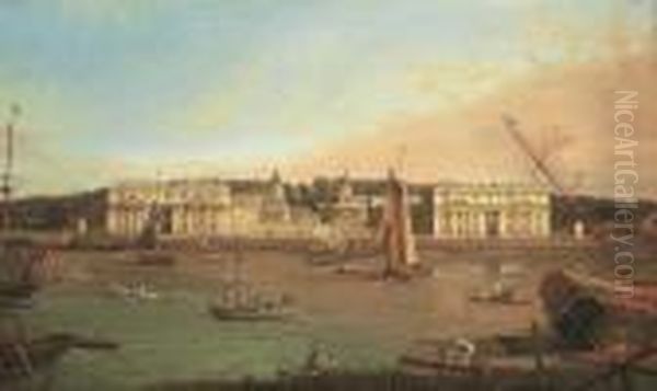 Greenwich Hospital From The North Bank Of The Thames Oil Painting by (Giovanni Antonio Canal) Canaletto