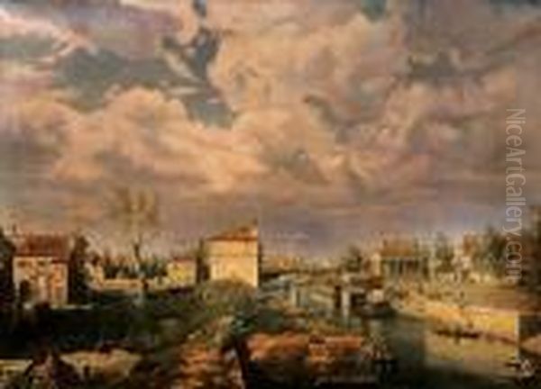 Veduta Del Portello A Padova Oil Painting by (Giovanni Antonio Canal) Canaletto