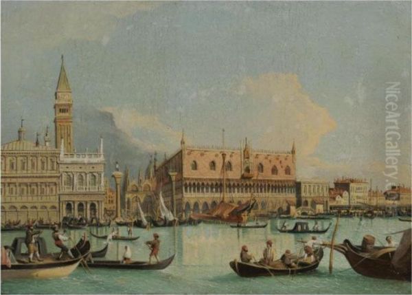 Venice, A View Of The Molo From The Bacino Di San Marco Oil Painting by (Giovanni Antonio Canal) Canaletto