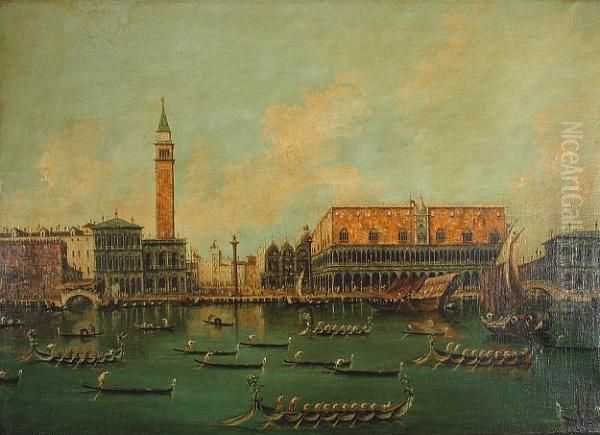 A Venetian Scene Of Palazzo Ducale Oil Painting by (Giovanni Antonio Canal) Canaletto