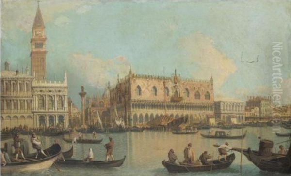 Venice, A View Of The Bacino Di San Marco Grand Canal With The Palazzo Ducale Oil Painting by (Giovanni Antonio Canal) Canaletto