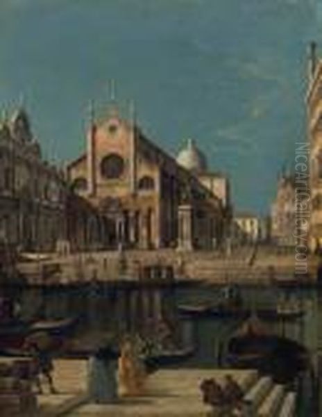 Ss. Giovanni E Paolo And The Monument To Bartolommeo Colleoni Oil Painting by (Giovanni Antonio Canal) Canaletto