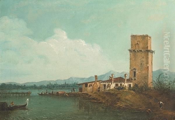 A View Of The Tower Of Malghera Oil Painting by (Giovanni Antonio Canal) Canaletto