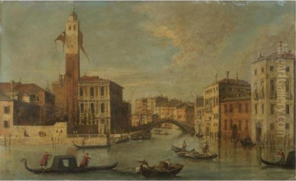 Venice, A View Of The Grand Canal With San Geremia And The Entrance To The Cannaregio Oil Painting by (Giovanni Antonio Canal) Canaletto