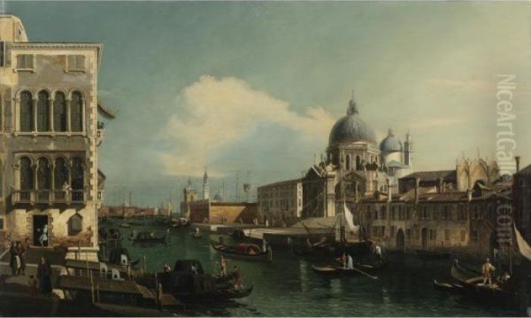 View Of The Grand Canal With 
Santa Maria Della Salute And The Dogana From The Campo Santa Maria 
Zobenigo, Venice Oil Painting by (Giovanni Antonio Canal) Canaletto