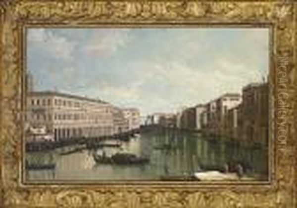 Gondolas On The Grand Canal, Venice Oil Painting by (Giovanni Antonio Canal) Canaletto