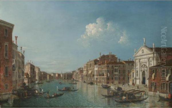 Venice, A View Of The Grand 
Canal Looking South-east With The Church Of San Stae And The Fabbriche 
Nuove Oil Painting by (Giovanni Antonio Canal) Canaletto