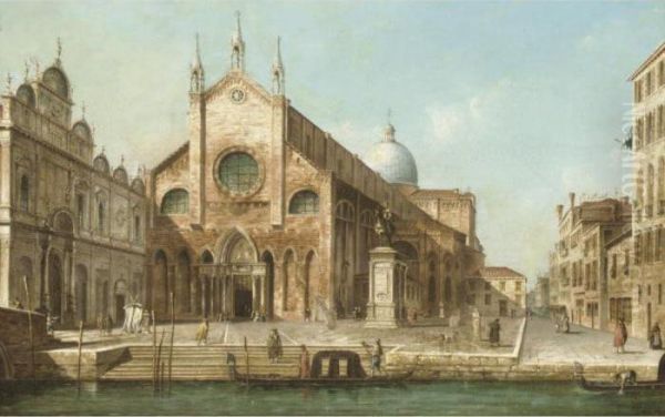 Venice, A View Of Ss. Giovanni E Paolo And The Monument To Bartolommeo Colleoni Oil Painting by (Giovanni Antonio Canal) Canaletto