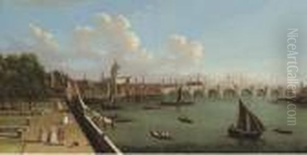 View Across The Thames From Somerset House Oil Painting by (Giovanni Antonio Canal) Canaletto