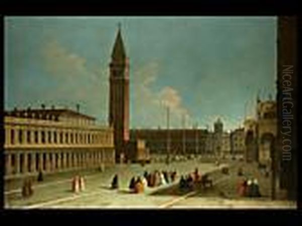 Vor Dem Markusplatz Oil Painting by (Giovanni Antonio Canal) Canaletto