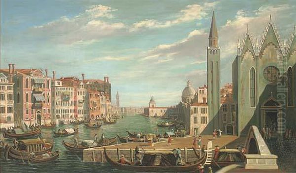 A Busy Day On The Grand Canal, Venice Oil Painting by (Giovanni Antonio Canal) Canaletto