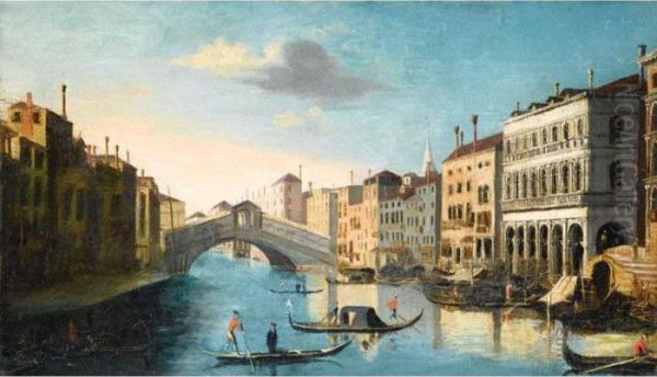 Venice, A View Of The Grand Canal With The Rialto Bridge Oil Painting by (Giovanni Antonio Canal) Canaletto