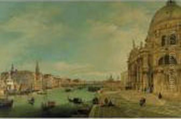 View Of The Grand Canal With Santa Maria Della Salute Oil Painting by (Giovanni Antonio Canal) Canaletto