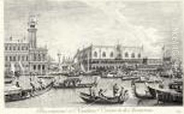 Urbis Venetiarum Prospectus Celebriores... (succi Pp. 419-420) Oil Painting by (Giovanni Antonio Canal) Canaletto