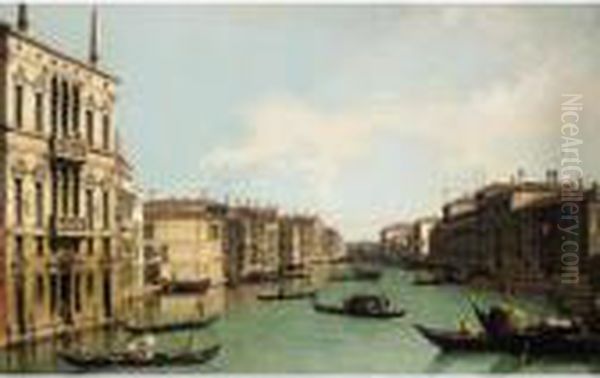 Venice, The Grand Canal, Looking North-east From Palazzo Balbi To The Rialto Bridge Oil Painting by (Giovanni Antonio Canal) Canaletto