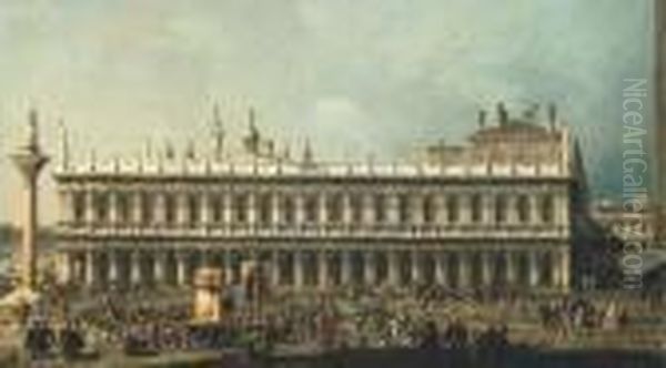 Venice: The Piazzetta Looking West Oil Painting by (Giovanni Antonio Canal) Canaletto