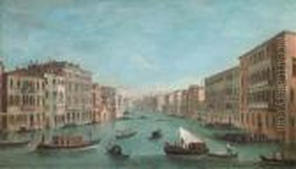 The Grand Canal Looking South 
From The Palazzo Foscari And Thepalazzo Moro-lin To Santa Maria Della 
Carita Oil Painting by (Giovanni Antonio Canal) Canaletto