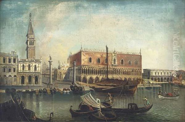 The Molo And The Piazzetta, Venice, From The Bacino Oil Painting by (Giovanni Antonio Canal) Canaletto