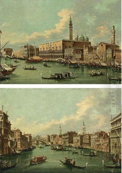 Venice: The Canal Grande With A View Of The Rialto Bridge From The South Oil Painting by (Giovanni Antonio Canal) Canaletto